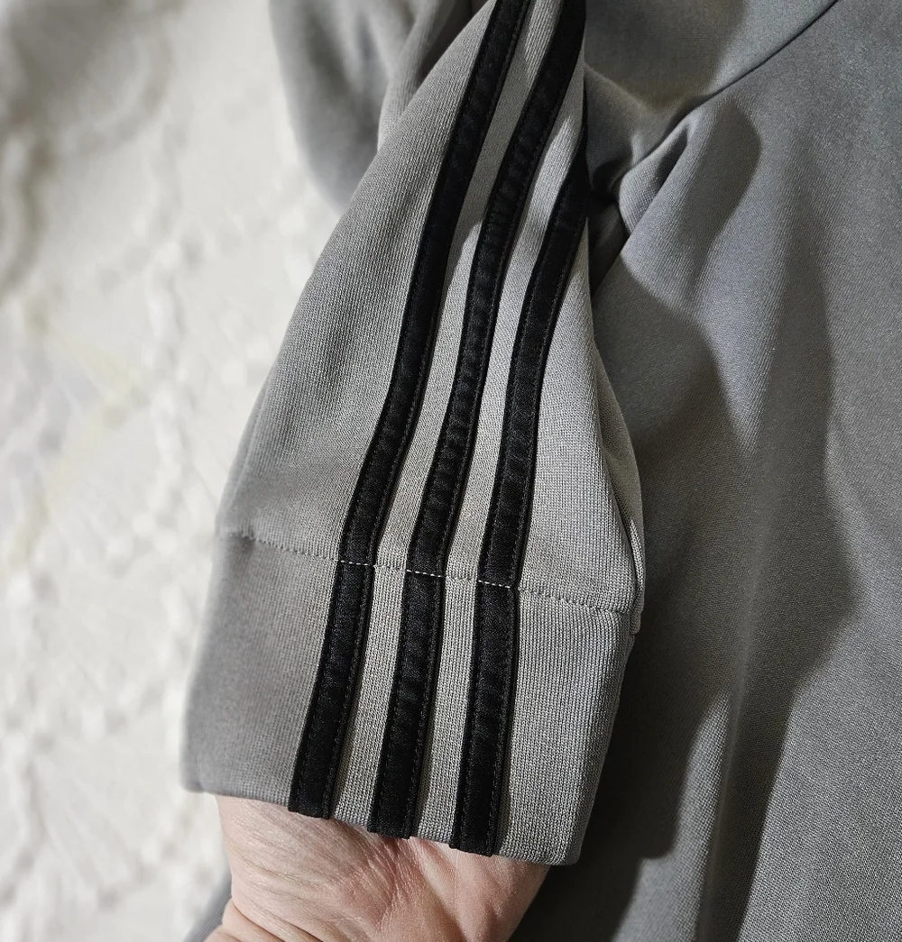 Adidas Gray Track Jacket with Black Stripes Size Large - Picture 4 of 10